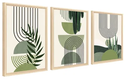 Image de Solidchoice - Ensemble de 3 tableaux encadrés sur toile,Reproductionés de motifs botaniques