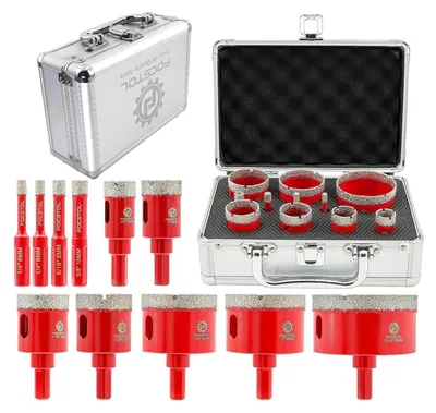 Productafbeelding van Diamant boor set, 11-delig, 6-65mm, met driehoekige schacht, geschikt voor tegels, graniet en marmer