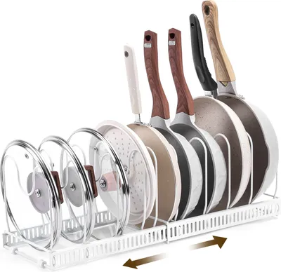 Produktbild von Yorbay Topfdeckelhalter ,Erweiterbarer Deckelhalter Topfdeckelhalter mit 10 Verstellbare Fächer , Küche Topf Pfannen Organizer Topfdeckel Aufbewahrung