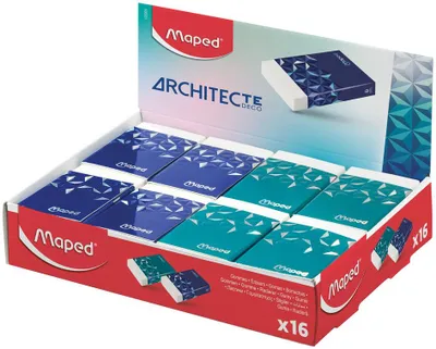 Image de Maped : présentoir de 16 gommes en plastique ARCHITEKT