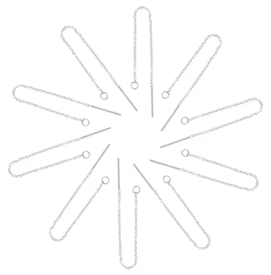 Produktbild von Ohrfäden-Einfädler - 40 Stück 9 cm lange Metall-Kettenohrringe - Zur Schmuckherstellung - Silberfarben