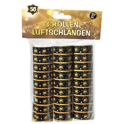 Produktbild von Luftschlangen Geburtstag 50 schwarz-gold