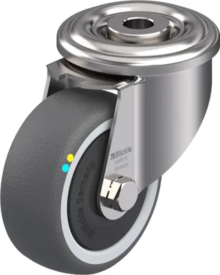 Produktbild von 80-mm-Edelstahl-Lenkrolle mit grauem, elektrisch leitfähigem Thermoplast