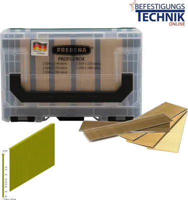 Produktbild von Prebena Stauchkopfnägel Typ J Profi-J-Box 12500 Brads für Stauchkopfnagler BR-03