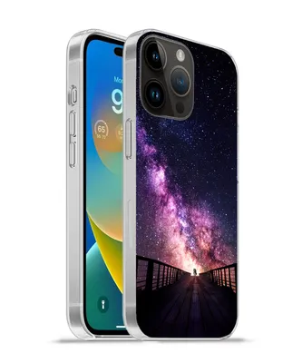 Produktbild von MuchoWow® Handyhülle Schutzhülle Hülle für Apple iPhone 14 Pro - Softcase Universum - Galaxie - Lila - Jungen - Mädchen - Kinder Silikon Softcase Handy Hülle - Umschlag