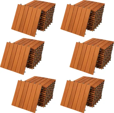 Produktbild von Casaria Holzfliesen FSC®-zertifiziertes Akazien- oder Eukalyptusholz Terrassenfliesen Klickfliesen 30x30cm Garten Balkon, Model:66x Akazie
