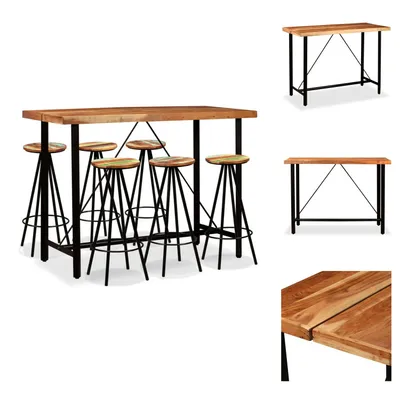 Image de vidaXL Ensemble de bar de 7 pièces en bois massif d'acacia et de vieux bois - Ensemble de salle à manger