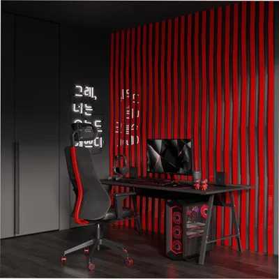 Produktbild von 26er-Set – Akustische Lamellenwandstreifen LOZA-5 | Streifenbreite 5 cm | Wanddekoration | Farbe: Roter Glanzkunststoff