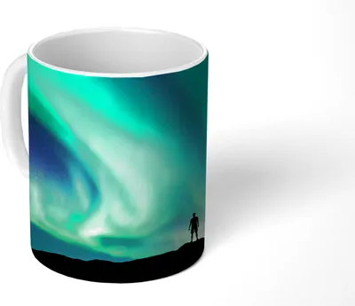 Produktbild von MuchoWow® Tasse Kaffeetasse Kaffeebecher 350 ml Nordlichter - Silhouette - Norwegen Teetasse - Fototasse - Becher - Keramikbecher - Teebecher - Kaffeetasse - Bürotasse