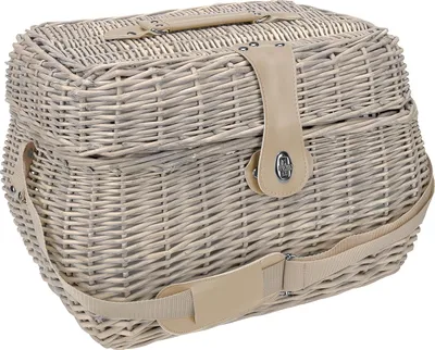 Produktbild von Picknickkorb aus Weide geflochtenIsolierfach 21 teilig Picknick für 4 - blau-weis-gestreift