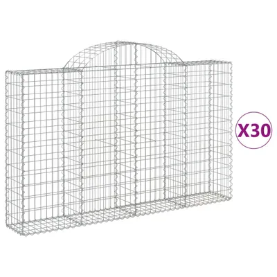 Produktbild von Gabionen mit Hochbogen 30Stk. 200x30x120/140cm Verzinktes Eisen