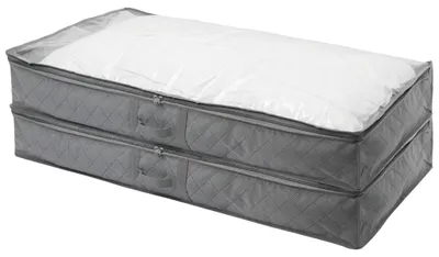 Aufbewahrungsbox für Bettwäsche, 75L, 2er-Set, mit Fenster und Griff