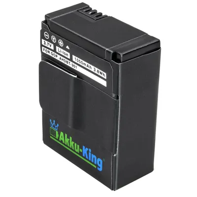 Produktbild von Akku kompatibel mit GoPro AHDBT-301 - Li-Ion 1050mAh - für HERO3, HERO 3 HD, HERO 3+, Black White Silver Edition, AHDBT-302, AHDBT-201, CHDHN-301