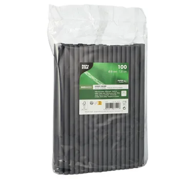 Produktbild von 48000 Shake-Halme, Papier Ø 8 mm · 21 cm schwarz