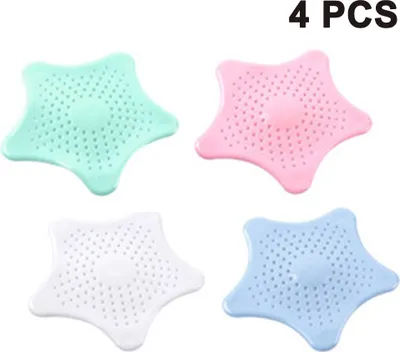Produktbild von 4 Stücke Silikon Abflusssiebe, Dusche Haarsieb Waschbecken Sieb Silikon Drain Sieb Kanalfilter Wasser Stopper für Küche Bad