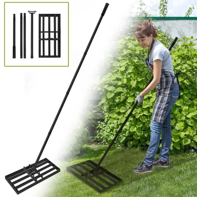 Produktbild von XINZI Lawn Leveling Rake Rakel zum Sanden Abziehen Levelingrake Flächenebner, Golf Gartengras Werkzeug Topdressing, Hinterhof Rasen, 50 x 25 cm, Schwarz