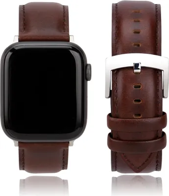 Imagen del producto de Correa de reloj de cuero para Apple Watch, disponible en diferentes tamaños de 38 a 49 mm, correa de repuesto para el reloj