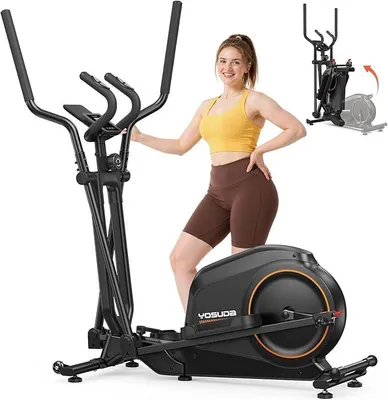 Produktbild von ??Klappbarer Crosstrainer für Zuhause, Crosstrainer mit 16 Widerstandsstufen, Ultraleiser für Cardio, LCD-Display & Transportrollen