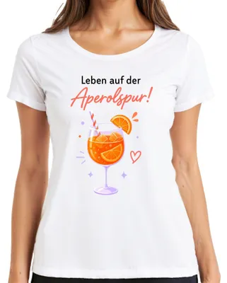 Productafbeelding van Leven in het teken van Aperol! Zomercocktail, Spritz, meidenavond, feest, dames T-shirt, wit, maat S