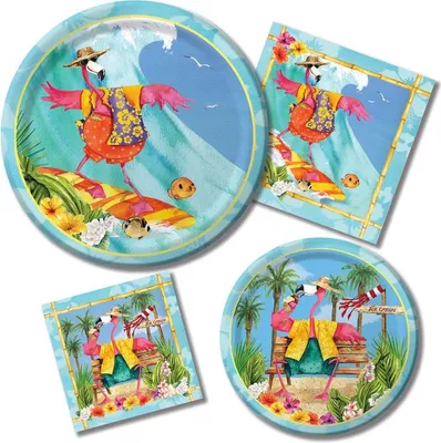 Produktbild von 8 Einladungskarten Flamingo Fun