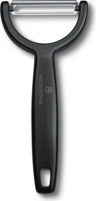 Immagine prodotto di Pelaverdure Victorinox "Ypso", pelaverdure per verdure, frutta, bordo seghettato, doppio taglio, extra affilato, Swiss Made, nero