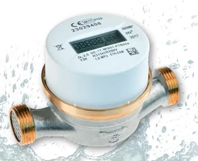 Productafbeelding van Elektronische watermeter voor appartementen, Qn 1,5 - 1/2" x 80 mm - Koud water, kalibratie 2026