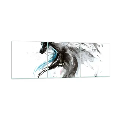 Produktbild von Bilder auf glas - Pferd Streifen Hengst Laufen - 120x40cm - Glasbilder - Wandbilder - Kunstdruck - zum Aufhängen bereit - Wanddekoration aus Glas - Glas Bilder - Wandbild auf Glas - GCA120x40-3018