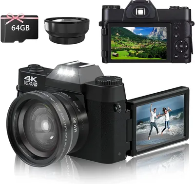Produktbild von Fine Life Pro Digitalkamera (64GB- Speicherkarte) 4K Ultra HD 48MP Flip-Screen 16X Digitalzoom