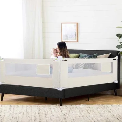 Image de Barrières de sécurité pour lit d'enfant, réglables, beige, 15 m