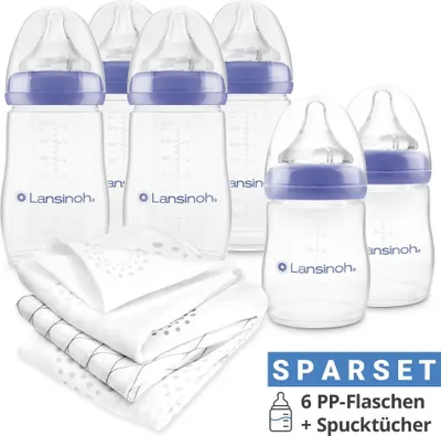 Produktbild von Lanisnoh 9-tlg. PP-Flaschen-Set mit NaturalWave® Trinksauger