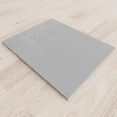 Produktbild von i-flair SMC Duschwanne 100x80 cm – 26 mm flach inkl. Ablaufgarnitur mit Deckel, Grau