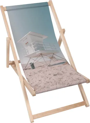 Produktbild von Dreamroots Liegestuhl klappbar Holz bis zu 130 kg, Sonnenliege klappbar mit 3-stufiger Neigungsregulierung der Rückenlehne, White Lifeguard Tower