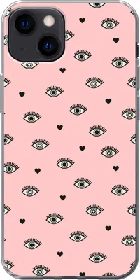 Produktbild von MuchoWow® Handyhülle Schutzhülle Hülle für Telefoonhoesje iPhone 13 Mädchen - Augen - Rosa - Muster - Mädchen - Kinder - Kinder Silikon Softcase Handy Hülle - Karteninhaber
