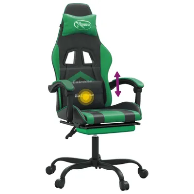 Immagine prodotto di vidaXL Sedia da gioco con poggiapiedi girevole in ecopelle nera e verde