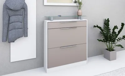 Produktbild von Schuhschrank "Oliva1" stehend, weiß-cappuccino