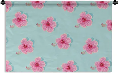 Produktbild von MuchoWow® Wandteppich Wandbehang Blumen - Sommer - Rosa - Muster 60x40 cm Tapisserie Dekoration Wandtuch - Wanddekorationen