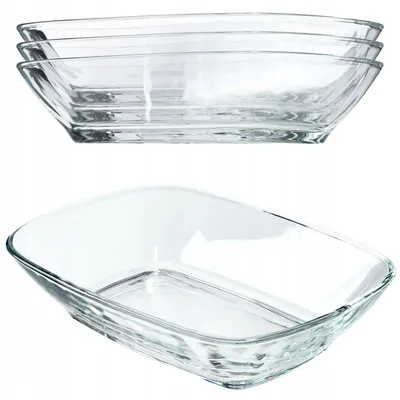 Produktbild von KADAX Glasschale "Milo", Salatschüssel, Rechteckig Glasschüssel, Schale, Transparent, 14 cm, 4 Stück
