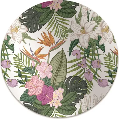 Produktbild von Rundmatte - Stuhlunterlage Bürostuhlunterlage - Rund Ø 100 cm - Bodenmatte - Fußmatte - Exotische Blumen
