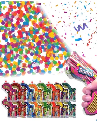Image de Canon à confettis - Coffret de 16 pièces pour pistolets à confettis - Accessoires de fête - Multicolore