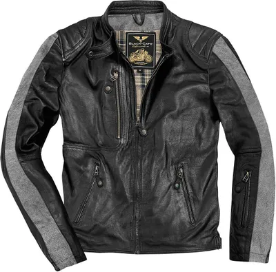 Zdjęcie produktu dla Skórzana kurtka motocyklowa Black-Cafe London w stylu vintage, czarna, 54