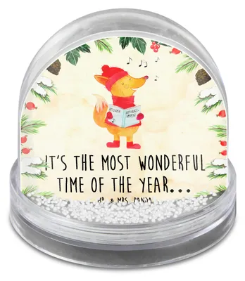 Produktbild von Mr. & Mrs. Panda Schneekugel Weihnachten Fuchs Sänger - Naturpapier - Geschenk, Weihnachtslieder, Weihnachts, Heiligabend, Singen, glitzerkugel, schnee kugel, Winter