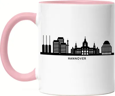Produktbild von HANNOVER Skyline Tasse Rosa Souvenir Andenken Deutsche Großstädte Motiv Stadt Silhouette Geschenkidee Umzug