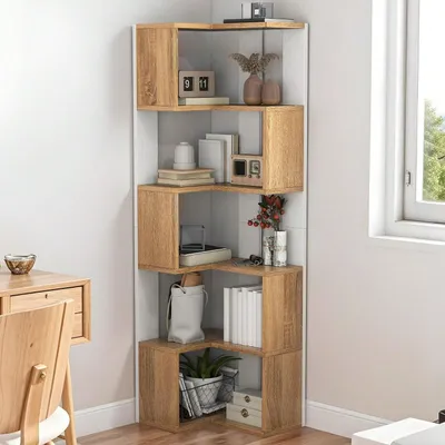 Produktbild von YITAHOME Eckregal Bücherregal Standregal Büroregal, 5 Ablagen Regal, für Wohnzimmer