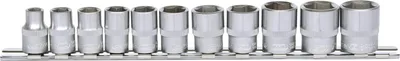 3/8" Dopsleutelset, Sechskant, 11-teilig, 8-19 mm