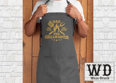 Produktbild von Wessdruck The Grillmaster Kochschürze Dunkelgrau Gold