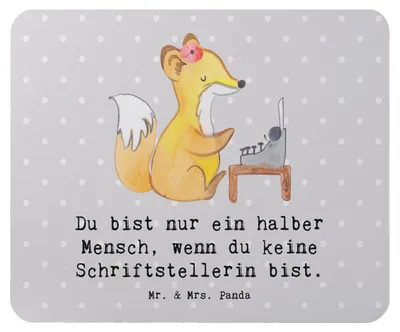 Produktbild von Mr. & Mrs. Panda Mauspad Schriftstellerin Herz - Grau Pastell - Geschenk, Lustig, Buchhandlung, Mouse Pad, Verlag, Mousepad, mousematte, Beruf, laptop, Buchladen, Spruch