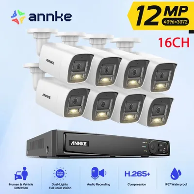 Produktbild von Überwachungskameraset mit 16-Kanal-Netzwerk-Videorekorder (NVR) und 8 Außenkameras, 12 MP Ultra HD, intelligente Nachtsichtfunktion