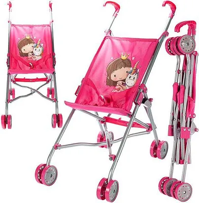 Produktbild von Klappbarer Kinderwagen mit Regenschirm für Puppen