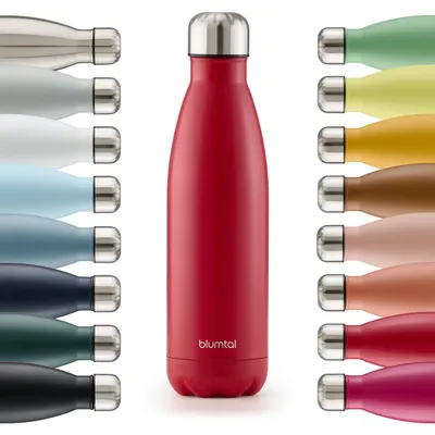 Produktbild von Blumtal Trinkflasche Edelstahl isoliert Thermosflasche 350 ml - Rot - Auslaufsichere Trinkflasche Metall - BPA-freie Thermo Trinkflasche