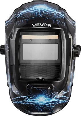 Image de Casque de soudage à assombrissement automatique, cagoule de soudage True Color 93 x 43 mm, masque de soudeur à énergie solaire, 2 capteurs d'arc, teinte 4/9-13 pour soudage TIG MIG ARC et meulage - Série CRIUS (motif éclair bleu)